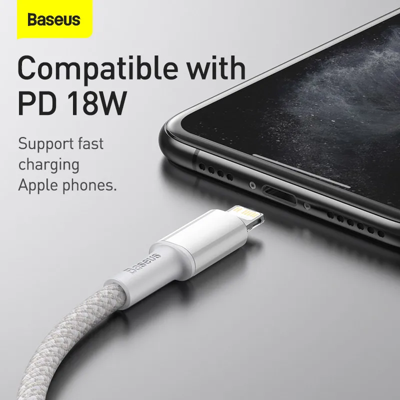 Кабель Baseus PD 20 Вт USB C для iPhone 11 12 Pro Max XR 8 кабель быстрой зарядки зарядный MacBook iPad Type |