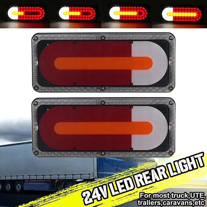 

2X LED Tail Rear Light Halo Neon Brake Dynamic Turn Signal Lamp Taillight for DAF MAN SCANIA IVECO Truck Lorry Trailers