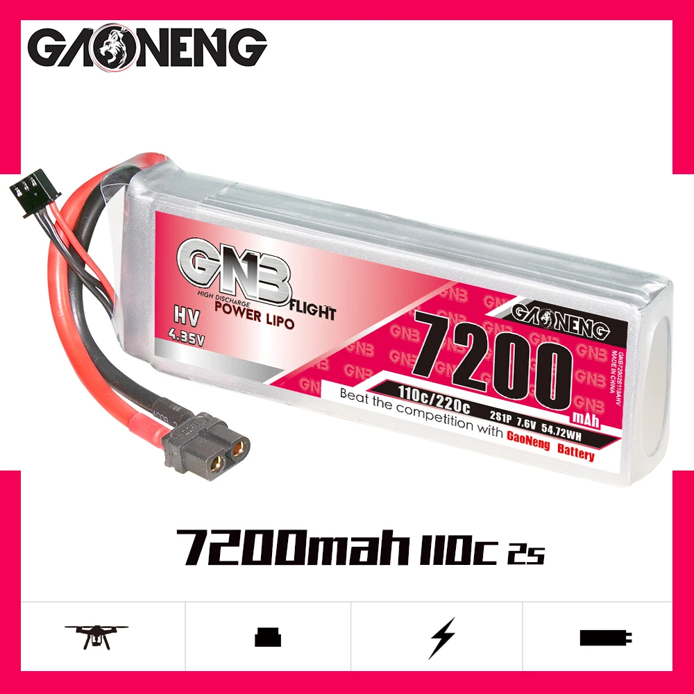 Gaoneng GNB 2S HV 7.6V 7200mAh 110C Lipo XT60