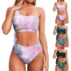 Женский купальный костюм, сексуальный купальник, летний купальник на одно плечо, Женский комплект бикини с пуш-ап, пляжная одежда с высокой талией, купальные костюмы из двух предметов