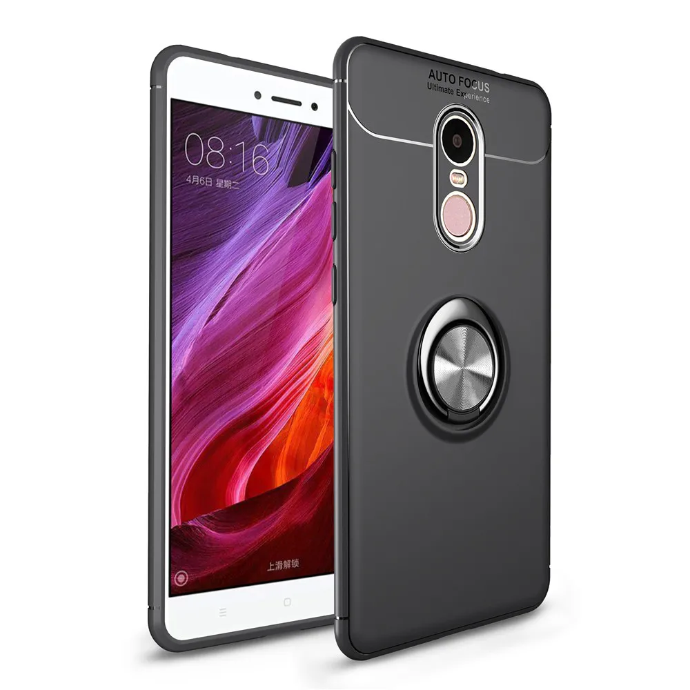 Для Xiaomi Redmi Note 4 4X чехол цветной металлический Магнитный кольцо мягкое Силиконовое ТПУ и жесткий чехол для Xiaomi Redmi Note 4 4X5,5"