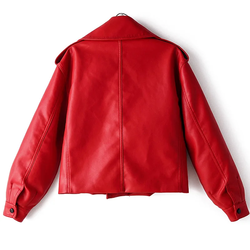 Женская байкерская куртка из ПУ кожи, красное Свободное пальто с отложным воротником, уличная одежда черного цвета в стиле панк, осень 2020 от AliExpress RU&CIS NEW