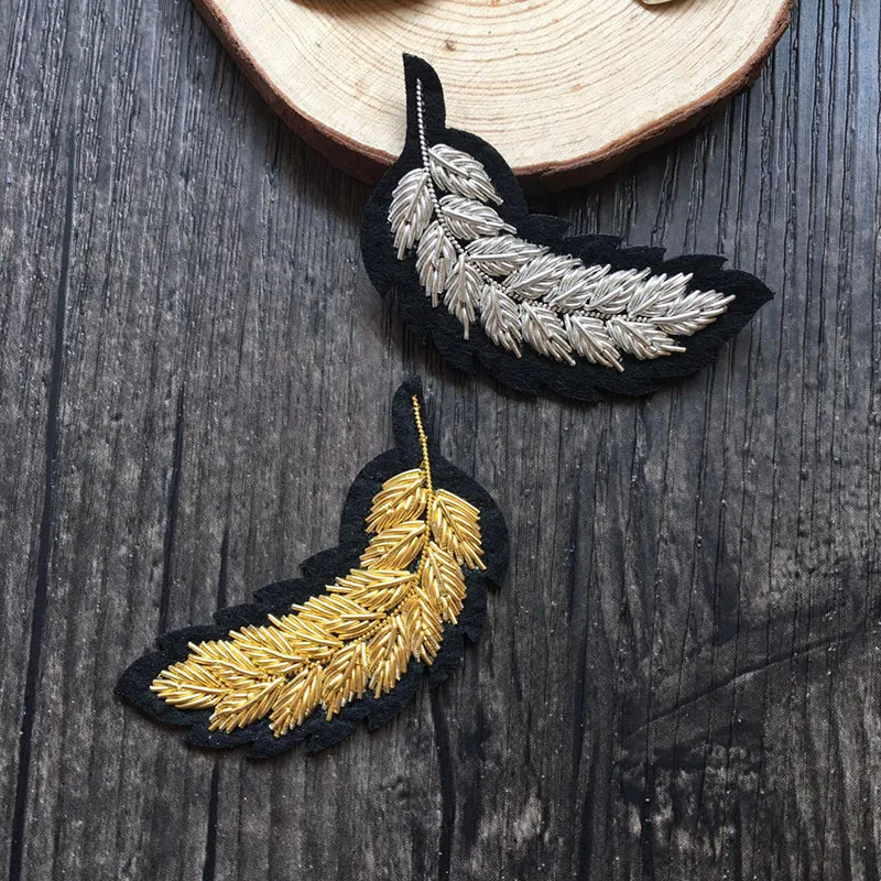 

High quality brooch famous French designer clothing affixed cloth embroidered Indian silk handmade brooch badge wheat rice