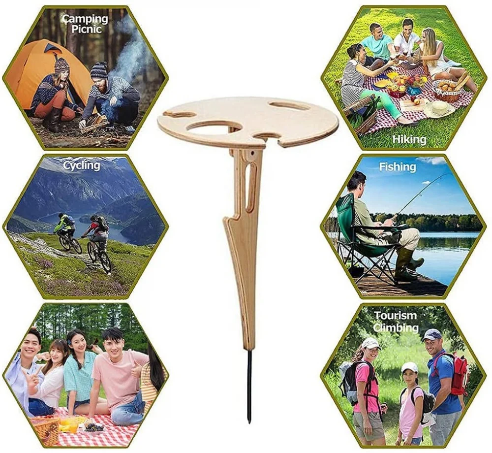 

Foldable Outdoor Wine Table With Round Desktop Mini Portable Folding Wine Table For Outdoor Garden Travel Beach Garden Furniture