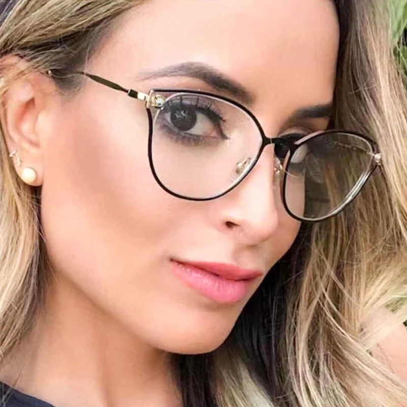 

Оправа для женских очков со стразами и сисветильник, Женская оправа, женские Рецептурные очки кошачий глаз, металлические игровые очки