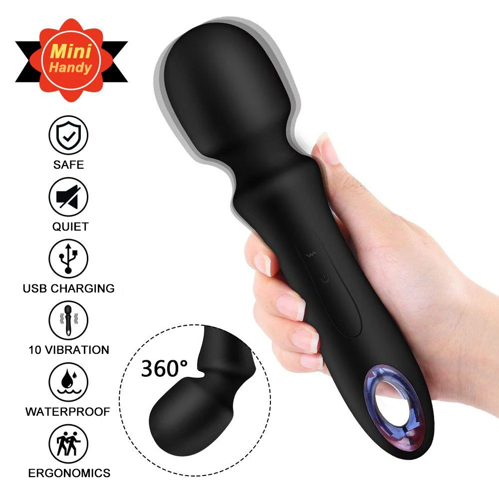 Мощный мини 10 режимов вибратор AV Волшебная палочка массажер Женский мастурбатор