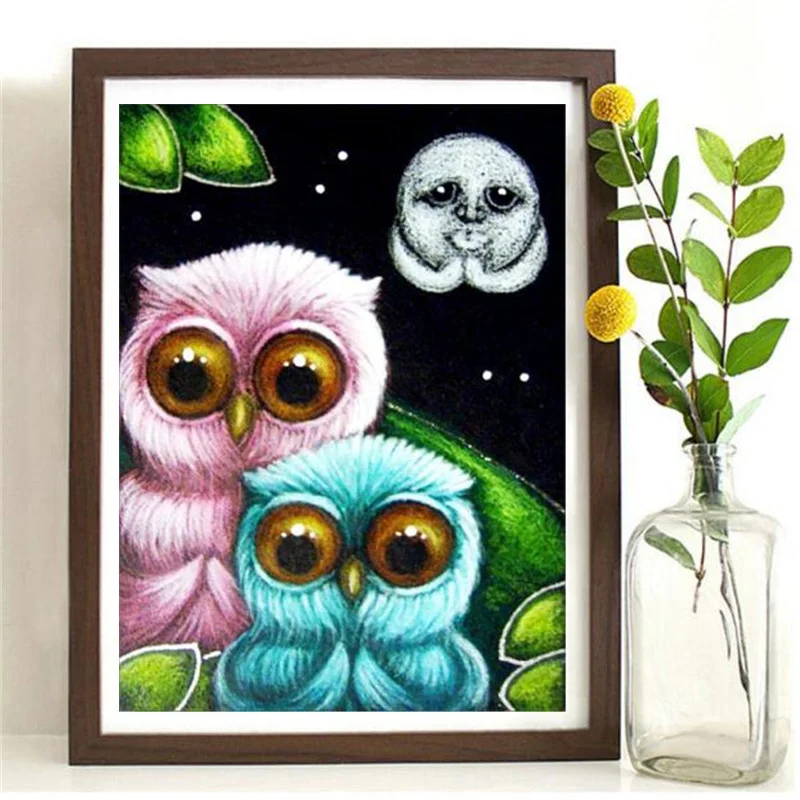 5D DIY Diamond Painting Kits Owl Full Round Drill Cross Stitch Embroidery Animal Picture of Rhinestones Home Decor | Дом и сад
