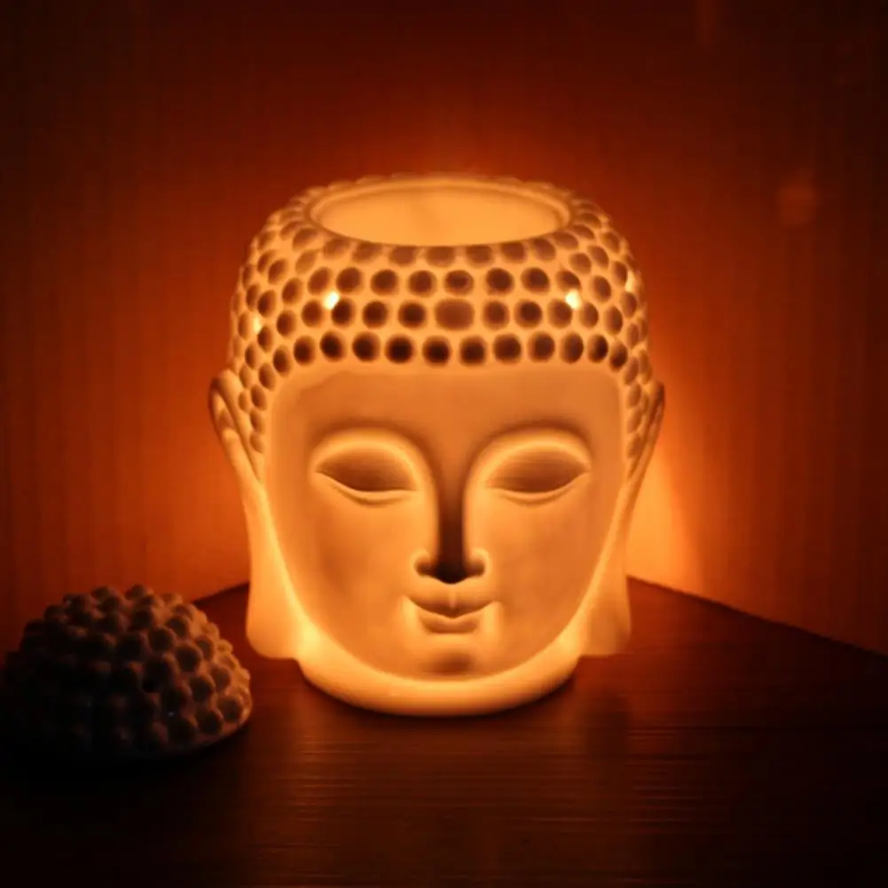 

Aroma Burner Incense Burner Oil Burner Retro Practical Durable Classic Ceramics Buddha Head White/Black Home Living Room