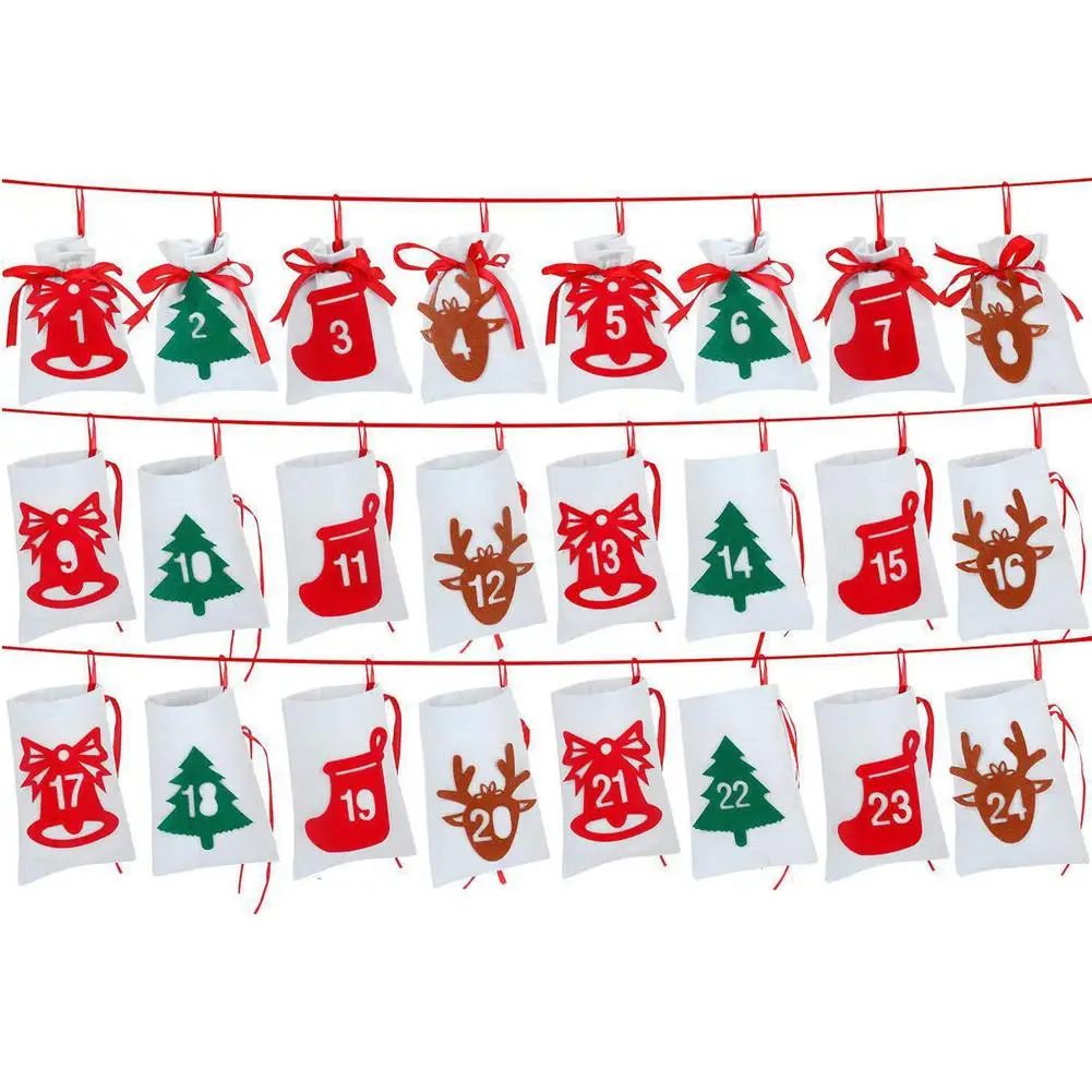 

24 Number Countdown Calendar Felt Sticker Self Adhesive DIY Countdown Calendar Christmas Decorations For Home DIY Gift Packing L