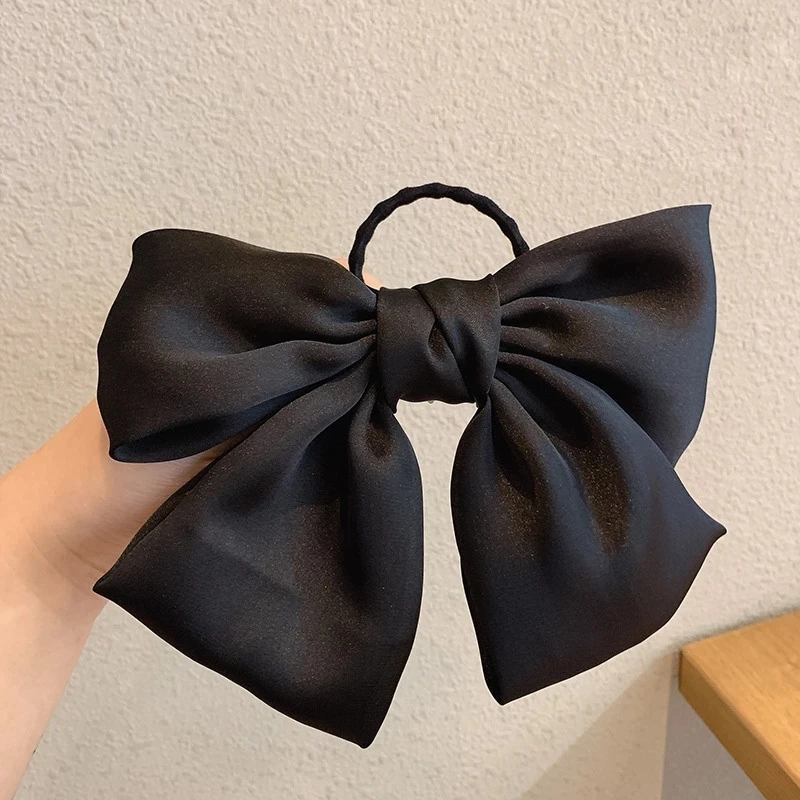 

Large Elastic Bow Hair Ties Girl Scrunchies Elastic Hair Bands Satin Layers Butterfly Bows Hair Accessories for Women Headwear