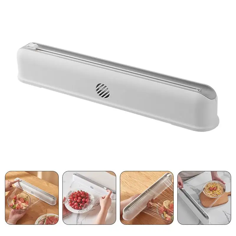 

1 Set Cling Film Cutter Suction Cup Plastic Wrap Cutter Cling Wrap Cutting Box for Store Home Dorm