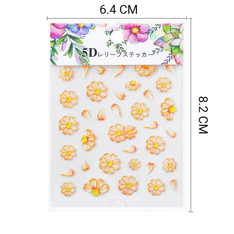 3d наклейка с тиснеными цветочными листочками для ногтей наклейки гравировкой