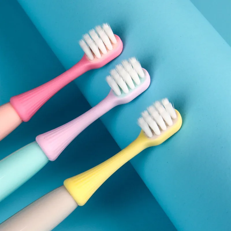 Juego de cepillos de dientes de silicona para beb&eacute;, cerdas suaves, bonitos, para entrenamiento Dental, 3 unids/set-4