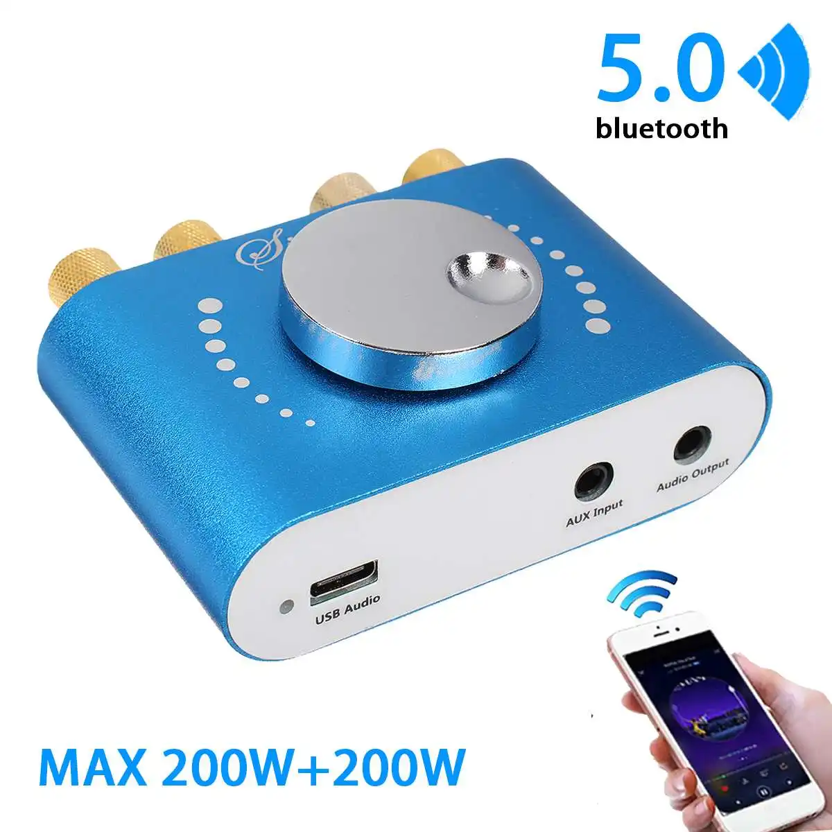 200 Вт + 12 В/24 В Mini bluetooth 5 0 динамик цифрового усилителя Audio Power Class D HiFi стерео USB