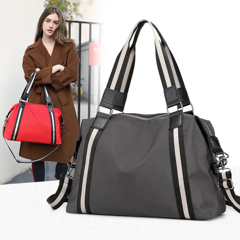 Дорожные сумки в полоску женская спортивная сумка для багажа нейлоновая