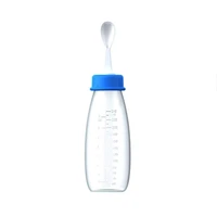 240ml safety infant baby silicone feeding with spoon feeder food rice cereal bottle food supplement bebes accesorios