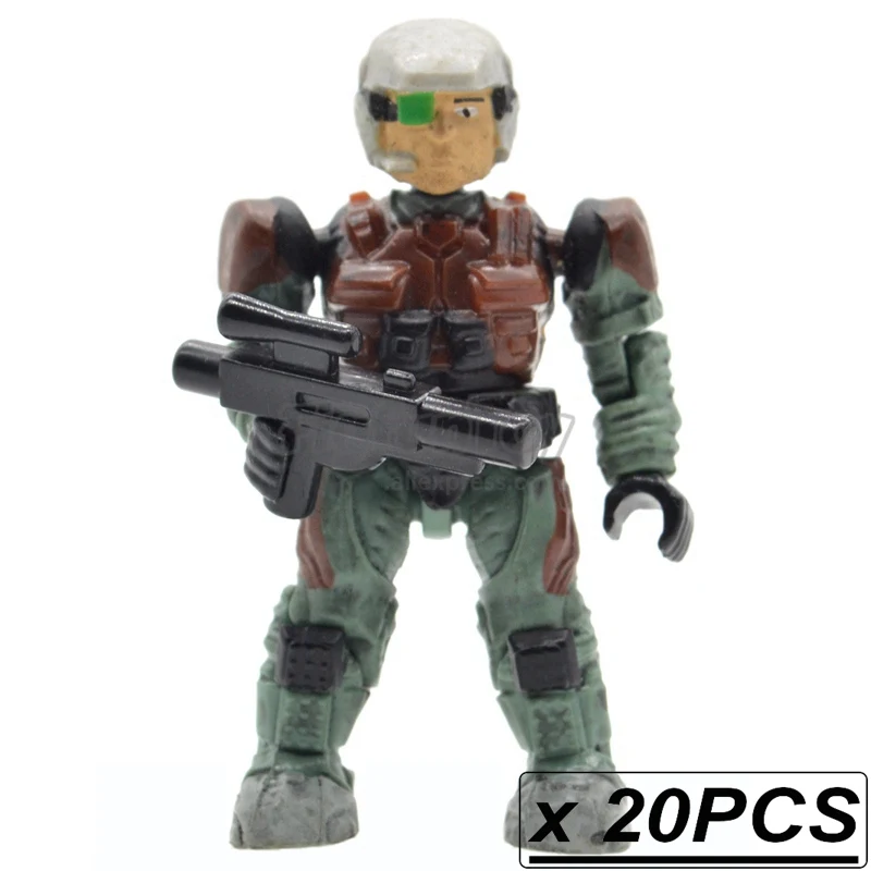 20pcs MB34 20 шт./лот Halo Warriors Wars игры Монстры люди ковенанты Спартанские пистолеты строительные блоки кирпичи игрушки для детей - Цвет: 20pcs MB34