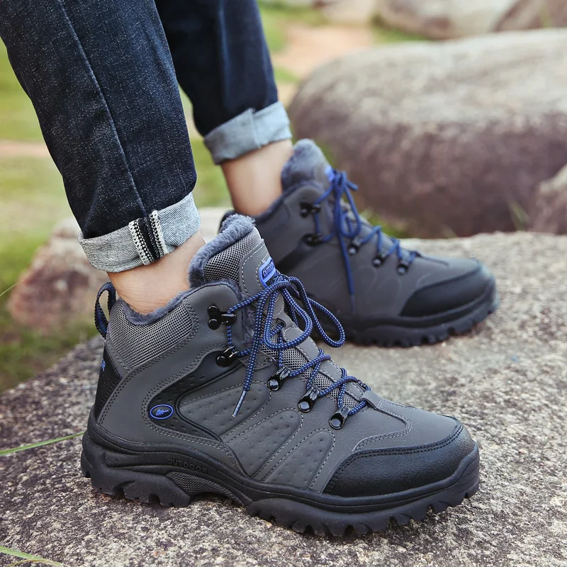 

New Protective and Wear-Resistant Sole Men's Winter Snow Boots Warm Plush Comfortable Walking Male Ankle Shoes Big Size 36-47