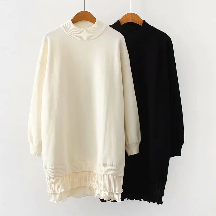 Повседневные платья размера плюс осень 2019 женские модные свободные вязанные