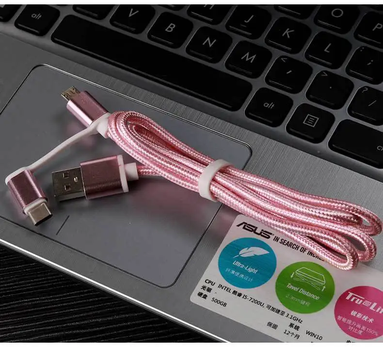 2 в 1 USB кабель type C Micro USB кабель для быстрой зарядки многофункциональный USB C нейлоновая оплетка для samsung S9 Android кабели для мобильных телефонов