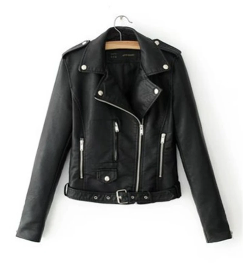 REALEFT 2019 Новая Женская осенне зимняя черная искусственная кожаная куртка с