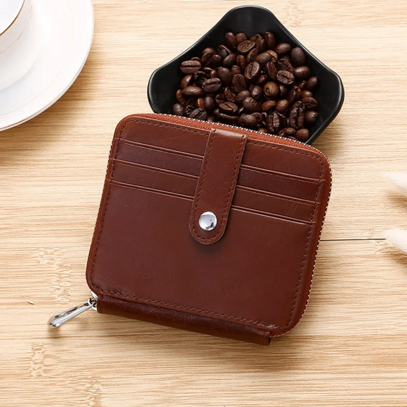 Винтажные мужские бумажники короткий бумажник из натуральной кожи ретро-кошелек