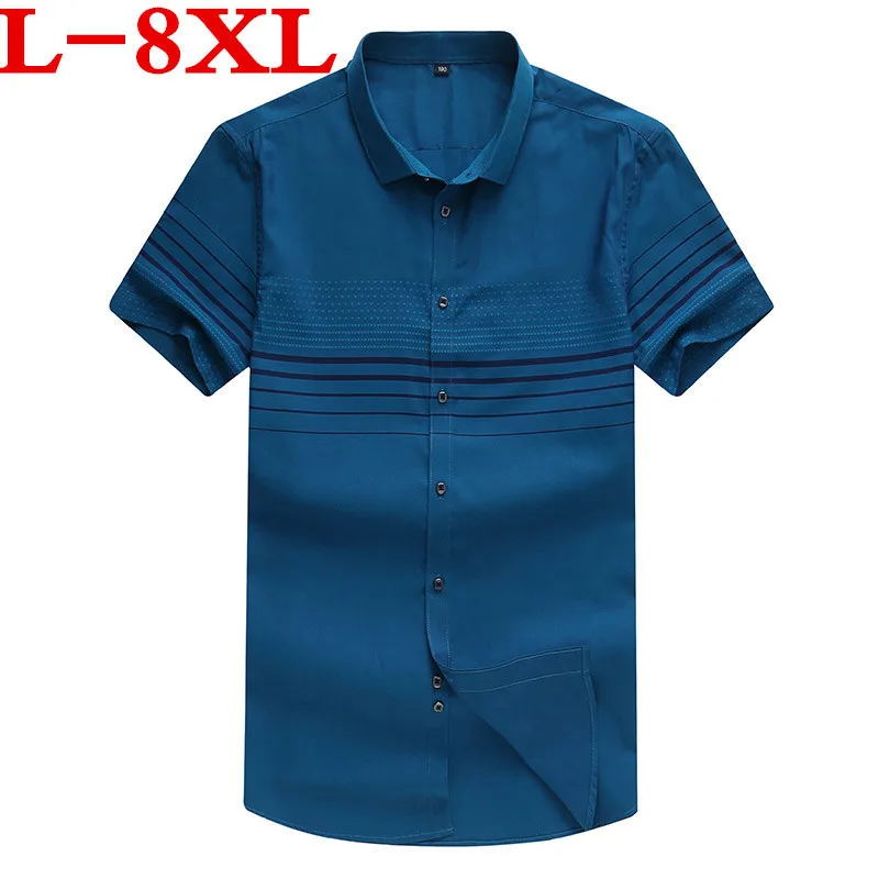 10XL 9XL большие размеры мужские рубашки бренд отложной воротник свободный крой