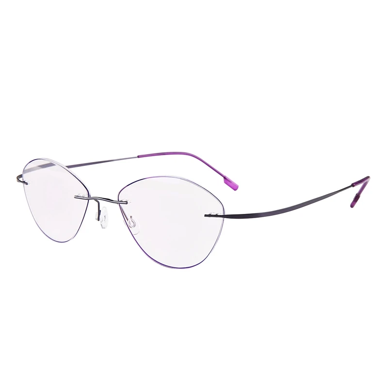 Purple Очки для чтения Seemfly без оправы женские кошачий глаз сверхлегкие дальнозоркие очки без оправы+ 1,0+ 1,5+ 2,0+ 2,5 - Цвет оправы: Purple