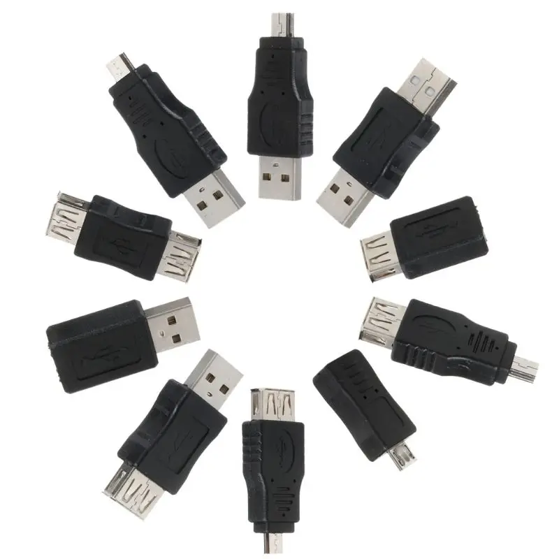 

10pcs OTG 5 pin F/M mini changer adapter converter USB male to female micro USB