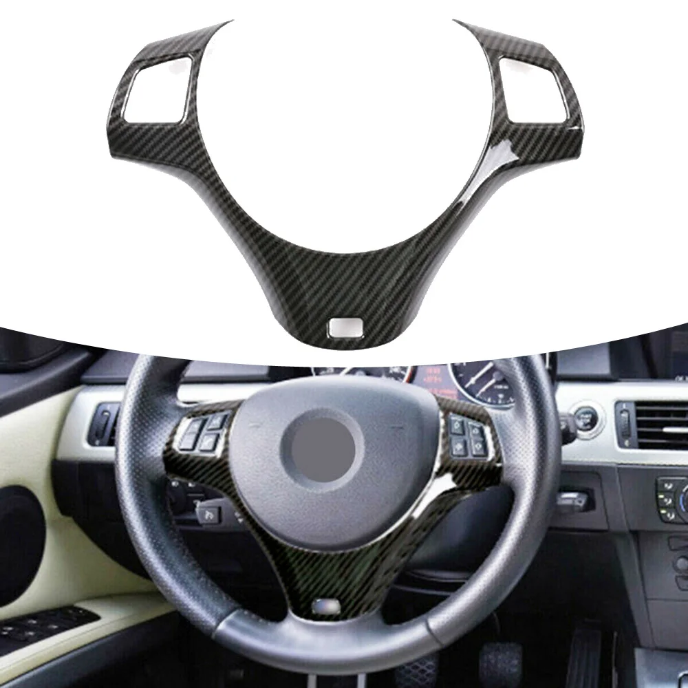 

1pc Car Steering Wheel Cover Carbon Fiber Auto Interior Decoration Accessories For BMW 3 Series E90 E92 E93 05-12 E90