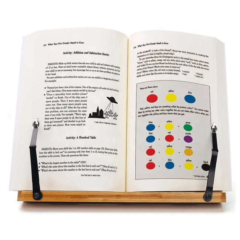 

Adjustable Book Holder Tray and Page Paper Clips-Cookbook Reading Desk Portable Sturdy Lightweight Bookstand-Textbooks Book Stan