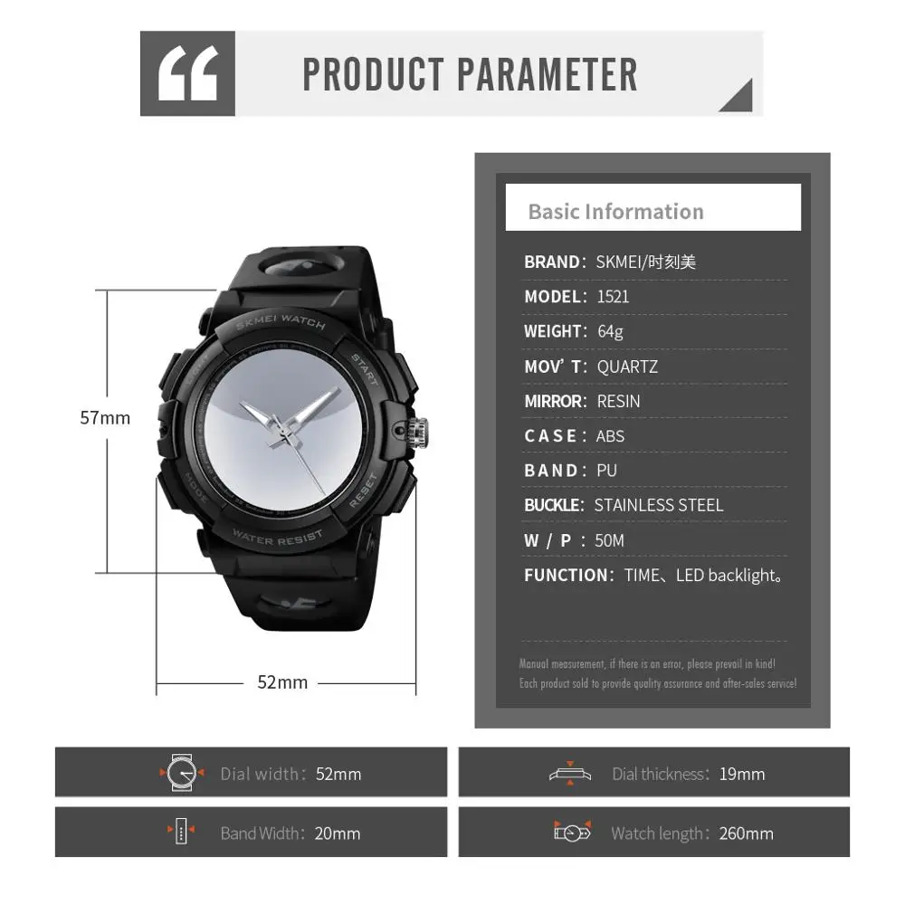 

SKMEI Fashion Watch Mens Watches Top Brand Luxury 5Bar Waterproof Creative Men Quartz Wristwatch relogio masculino 1521