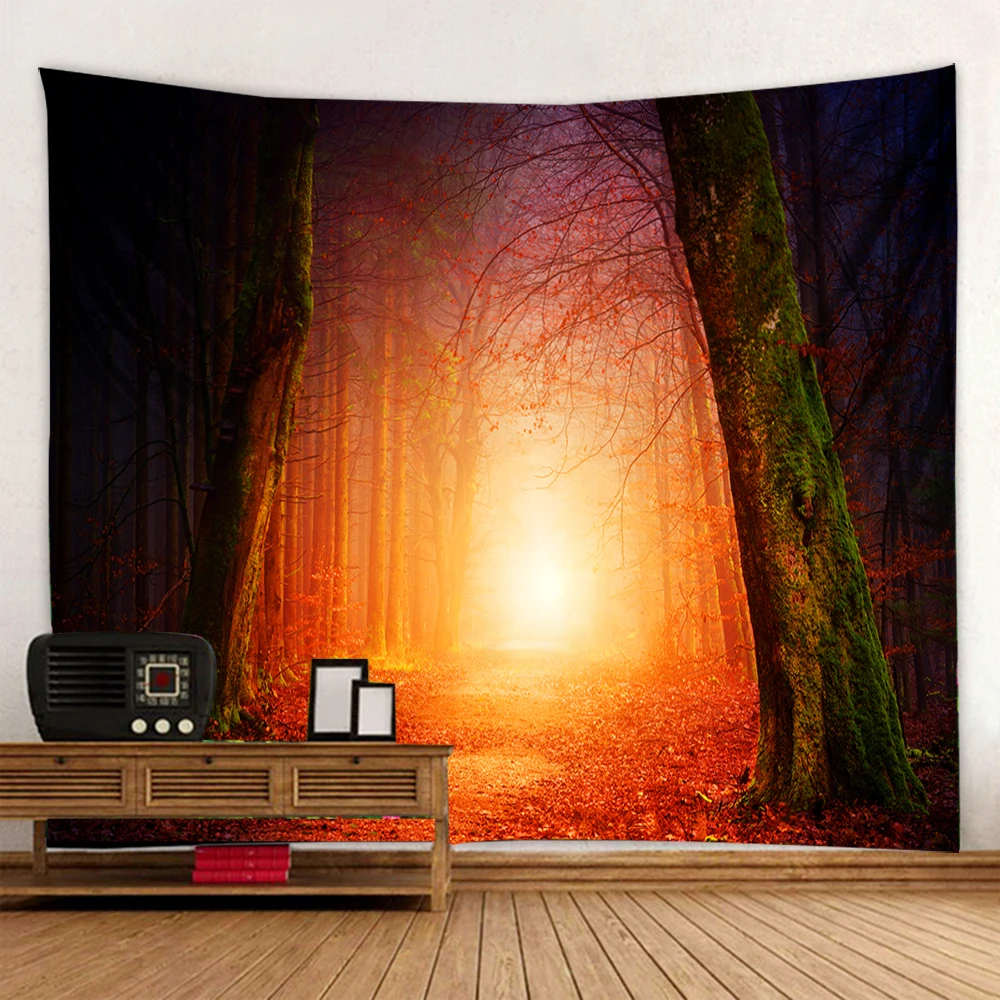 Красивый большой настенный гобелен с принтом природного леса недорогой богемный