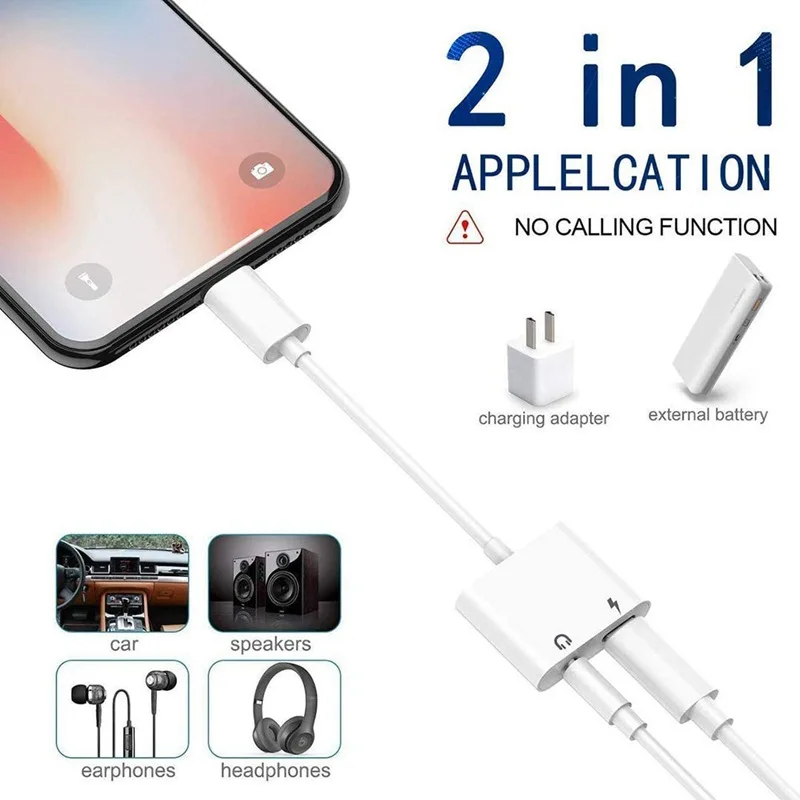 Аудиоадаптер подходит для IPhone IPad Apple продукция 2 в 1 с подсветкой до 3 5 мм гарнитура