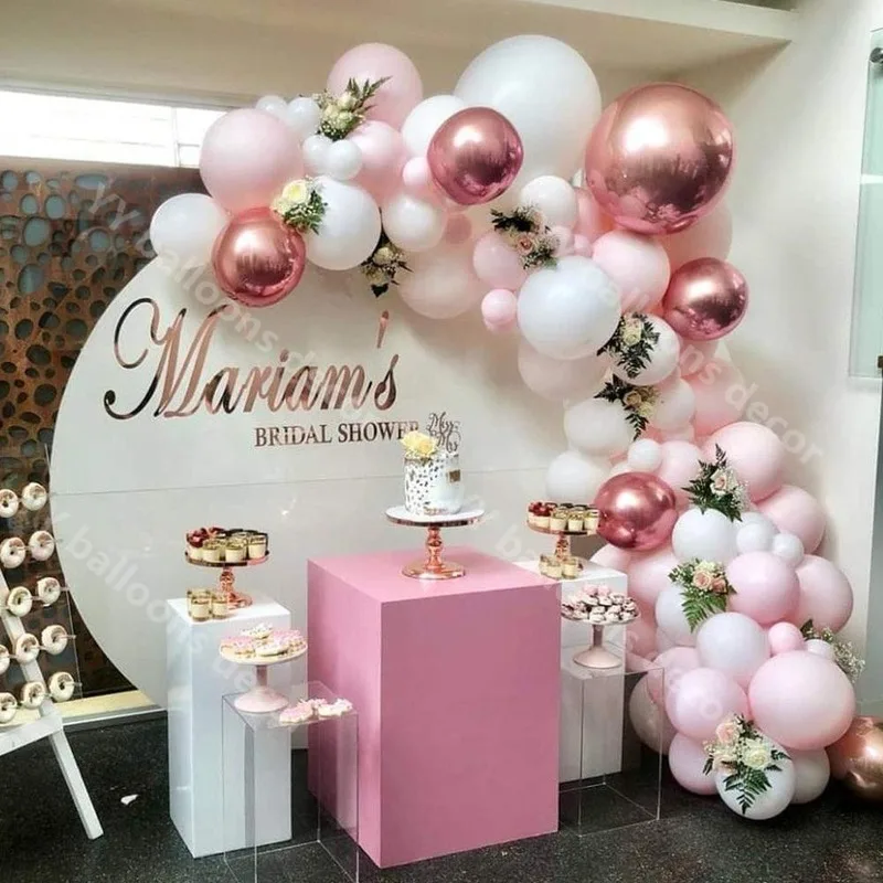 Глобальный розовый белый гирлянда 1 комплект хром розовое золото DIY s для Baby Shower
