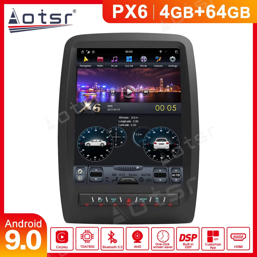 Автомобильный GPS навигатор с вертикальным экраном в стиле Tesla Android9.0 Для Dodge Durango 2012