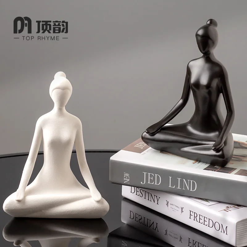 

Creative Modern yoga woman Statue Resin sculpture Crafts Simple Living Room Ornaments Home Office Store Decors Decorations