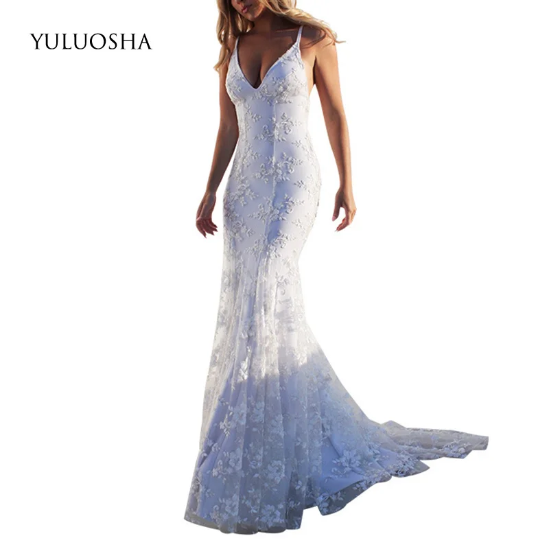 YULUOSHA сексуальные платья с v-образным вырезом на тонких бретельках открытой