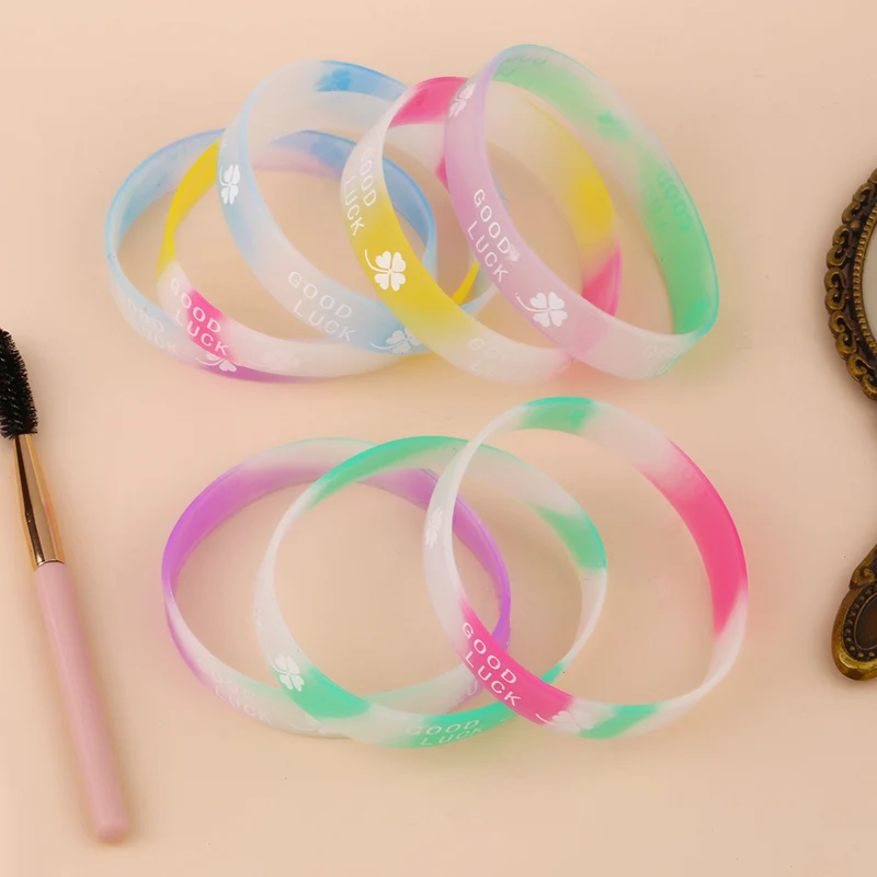 10 шт. спортивные силиконовые браслеты карамельных цветов хорошие клевер удачи