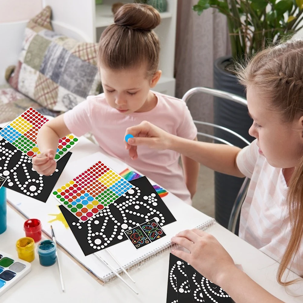 

Mosaic Dot Stickers Colorful Puzzle Games Cartoon DIY Random Pattern Animal Kids Gift Cute Cartoon Learning Early Education Toys