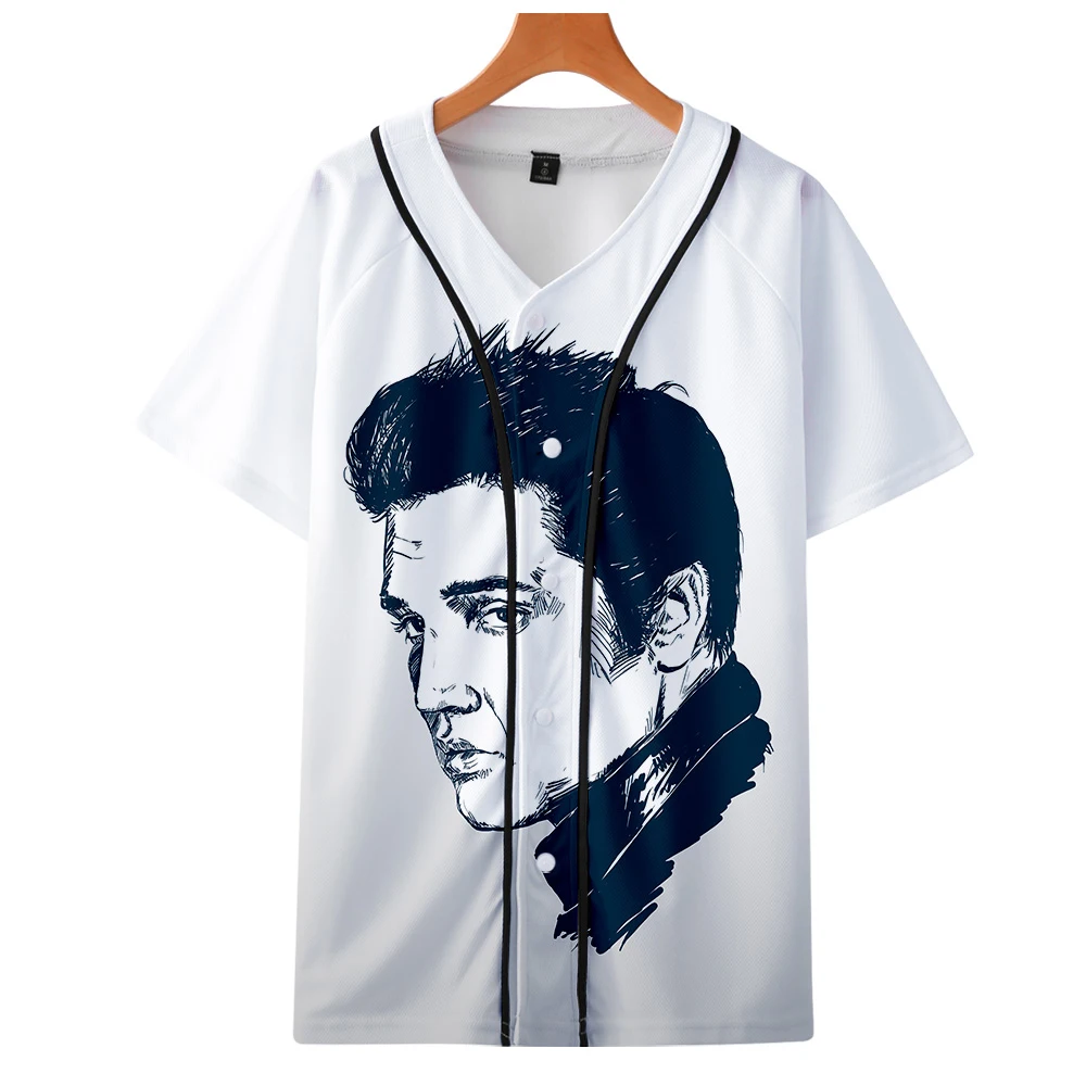 Гавайская рубашка The King Elvis Presley в стиле Харадзюку летняя бейсбольная футболка с