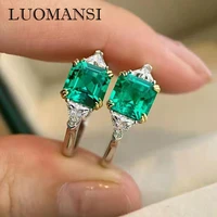 luomansi luxury pure emerald 1 5 carat diamond gemstone ring s925 silver plating18k gold female bead engagement party