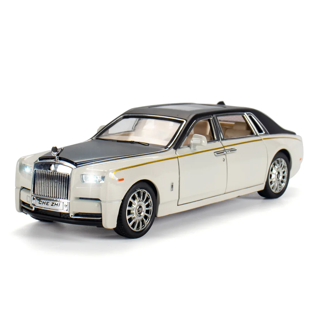 

Модель игрушечного Phantom из сплава 1/24 RollsRoyce, металлическая роскошная модель автомобиля из литого под давлением со светильник кой, для коллек...