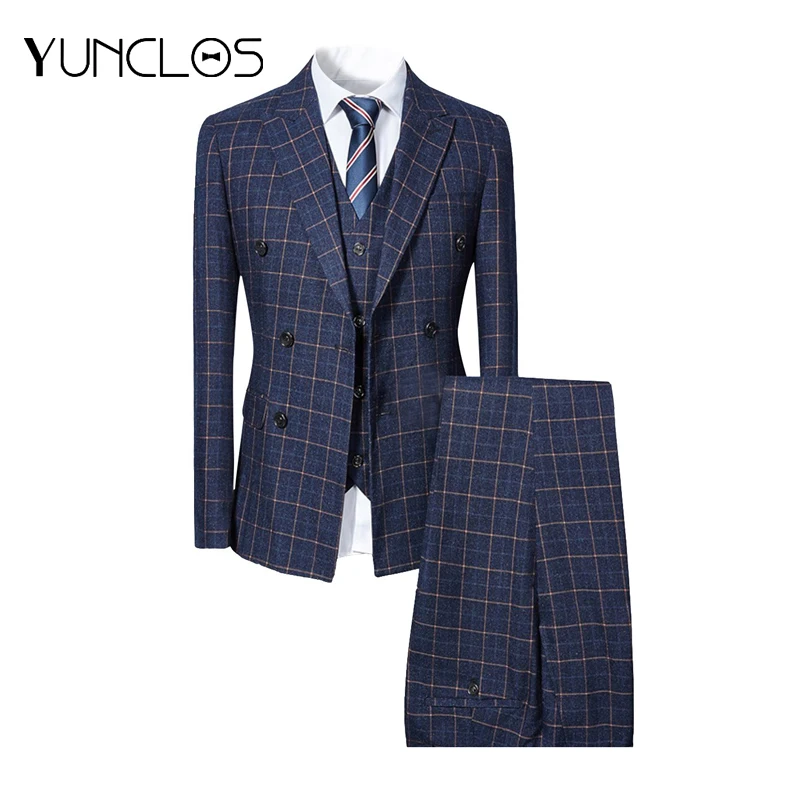 Мужские костюмы в европейском стиле повседневные мужские из трех предметов