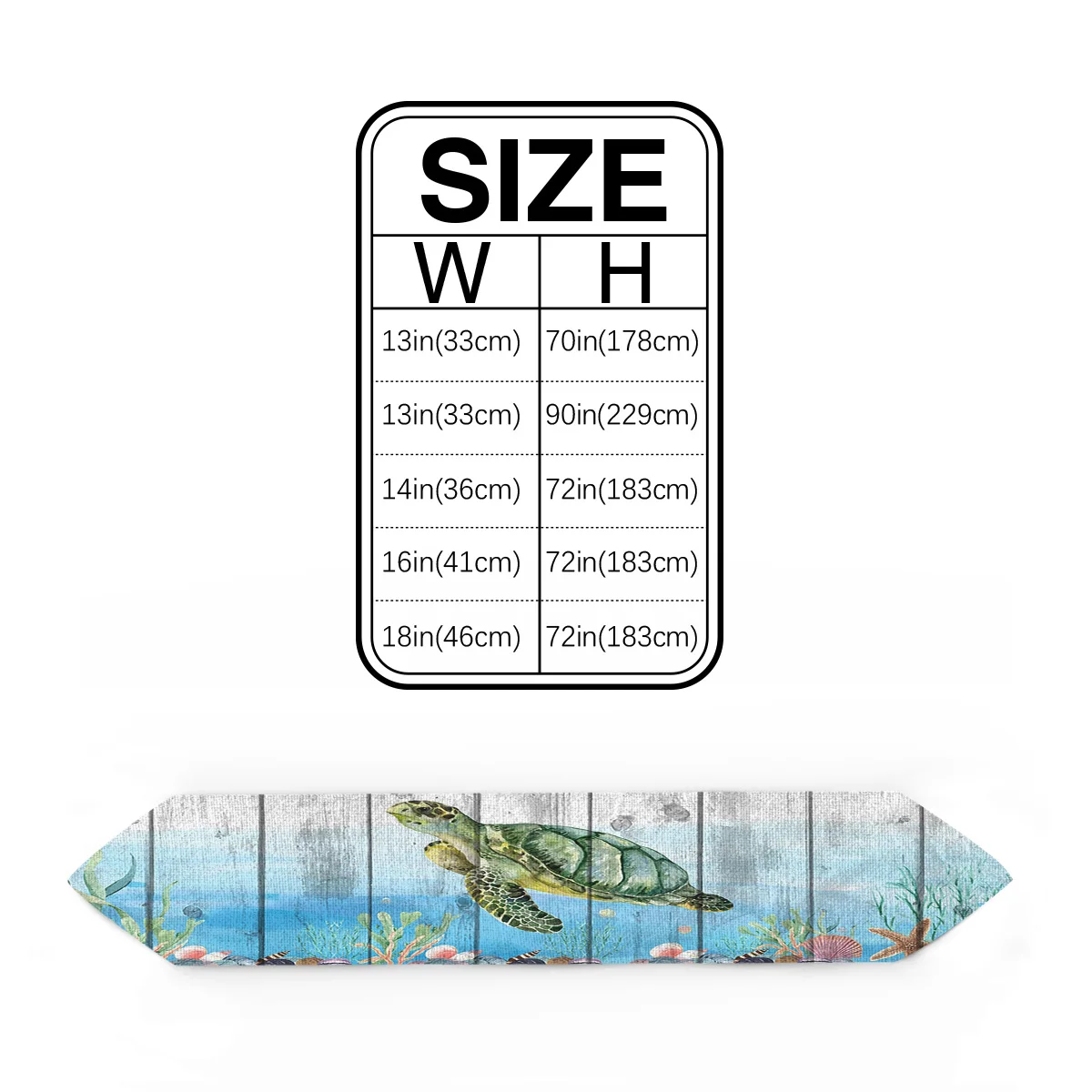 Ocean Turtle Coral Starfish Wood Grain Hotel Family Dinner Table Flag Kitchen Decoration Runner | Дом и сад