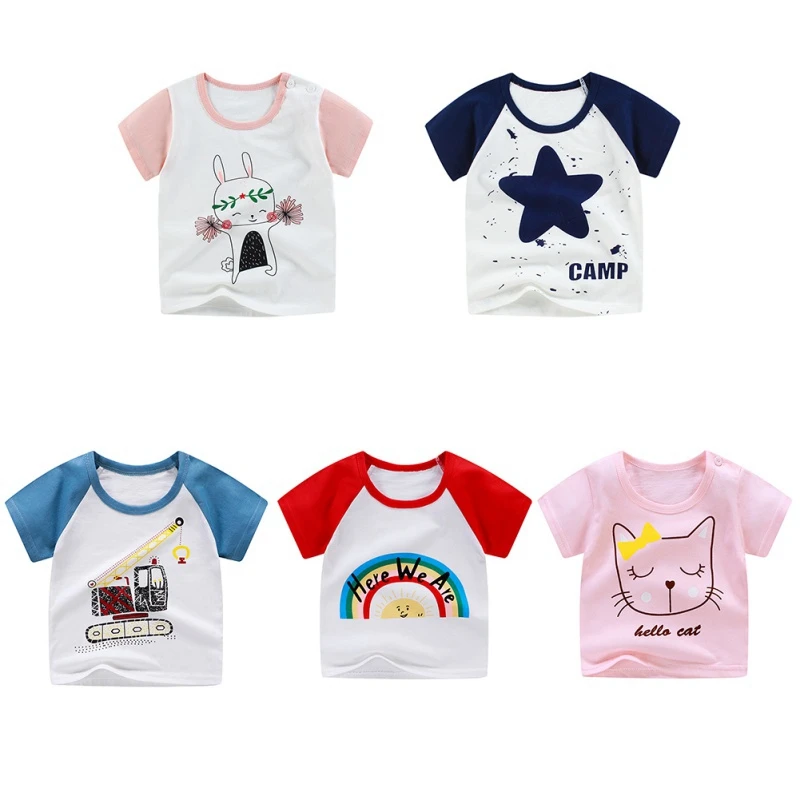 

New Arrives Baby Boy Girl T-Shirt Short Sleeve T-Shirts For Kids Tops Tees Children Cartoon Pattern Casual Blouse Clothes