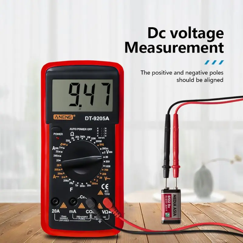 OOTDTY DT9205A Digital Multimeter hFE AC DC Triode Diode Resistance Amp Electric Tester A5YD | Инструменты