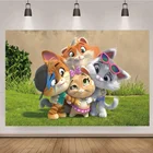 44 кошки фон дети день рождения поставка баннер для фотографий Гатти лук синяя молния виниловый фото фон реквизит