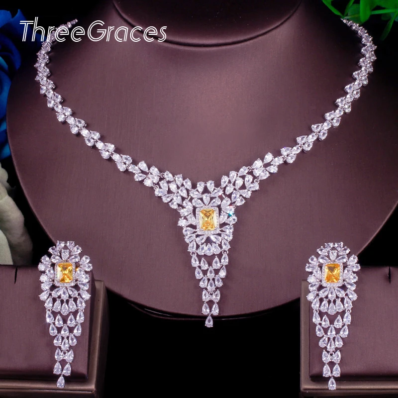 Серьги и ожерелье ThreeGraces в нигерийском стиле роскошные с большим длинным листом