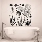 Морские морские водоросли настенные наклейки виниловые морские украшения для дома для ванной комнаты морской океан пузырь морская лошадь наклейка съемный S025